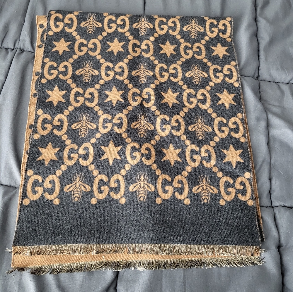 Gucci Bees and Stars Scarf Wool and Silk